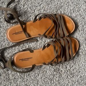 Women's Brown Strappy suede  Lace-Up Sandals